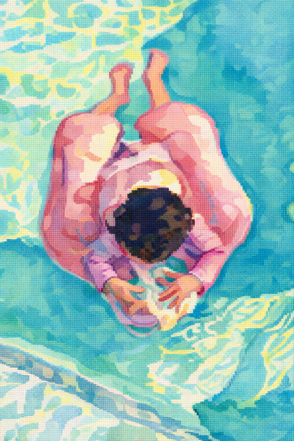 Low-resolution print with visible pixelation